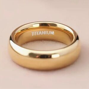 Gold Titanium Wedding Engagement Band Ring 6mm